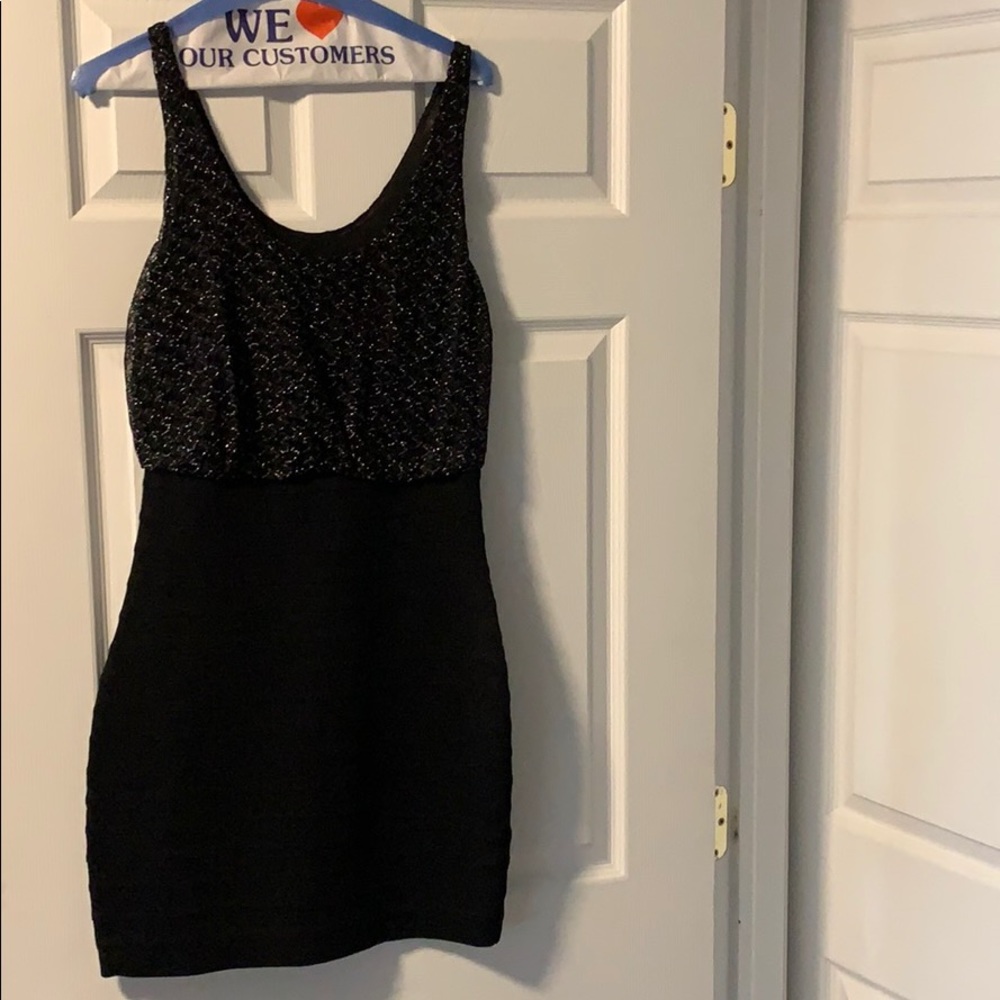 Express bandage party dress w/ lace detail top